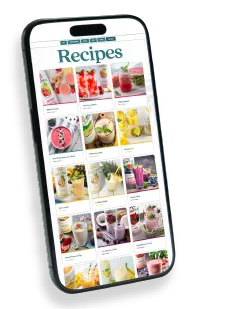 Phone displaying Smartfruit recipes in a grid