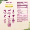 Product information graphic for Smartfruit Sunny Banana purée mix with prebiotic benefits showing icons for no added sugar, natural ingredients, gluten free, vegan, no preservatives, fat free, shelf stable, kosher, made in the USA, and non-GMO. Nutrition facts and ingredient list are displayed on the right.